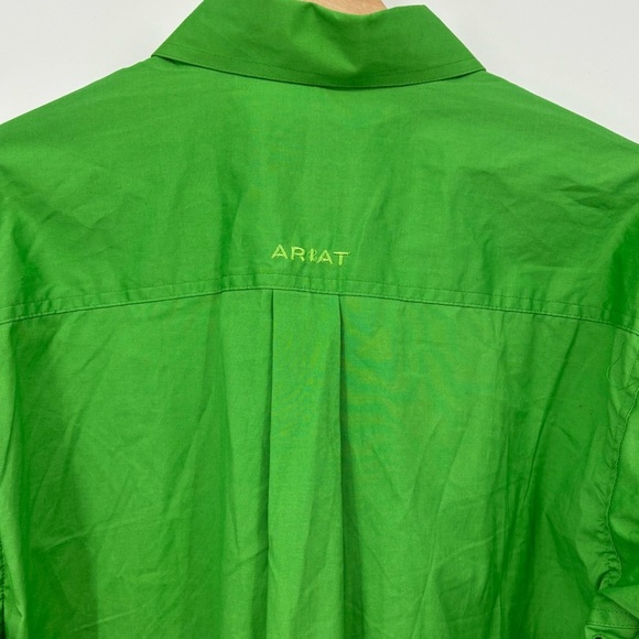 NWT ARIAT Men's Pro Series Lime Green Casual poplin long sleeve Shirt Med - Picture 5 of 8